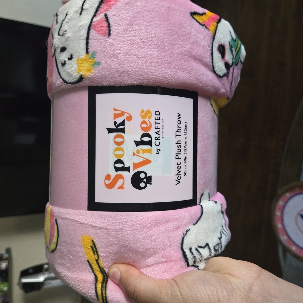 Spooky Vibes Pink Velvet Plush Throw by Craft